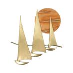 Mid Century Muurdecoratie Boten met Zon Messing en Rood Kope, Ophalen of Verzenden, Huis en Inrichting