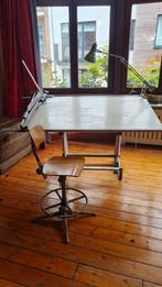 Table d'architecte vintage + chaise, Enlèvement
