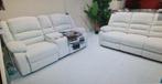 Nieuwe Zitmeubelen en salon's, Ophalen of Verzenden, Nieuw, Hout, Salon   3 + 2  Leder wit met elk 2 relaxen in promotie