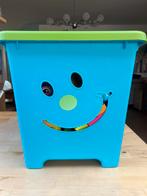 Bouwblokken peuters in bak met auto, Ophalen, Zo goed als nieuw