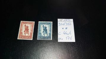 Belgische postzegels OBP-COB 351/352** beschikbaar voor biedingen