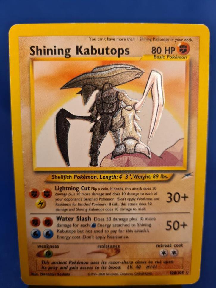 Shining Kabutops 108/105 - Neo Destiny, Hobby en Vrije tijd, Verzamelkaartspellen | Pokémon, Gebruikt, Verzenden