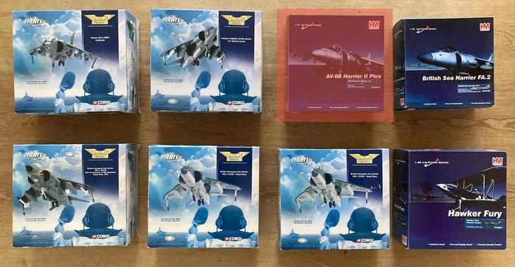 Verzameling Corgi en Hobby Master Harrier en Hawker Fury, Hobby en Vrije tijd, Modelbouw | Vliegtuigen en Helikopters, Nieuw, Ophalen of Verzenden