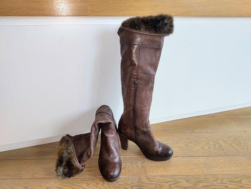 LAARZEN van leer - merk Mer du Nord - T.36,5, Kleding | Dames, Schoenen, Zo goed als nieuw, Hoge laarzen, Bruin, Ophalen