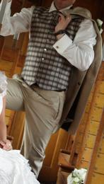 Trouwkostuum met alle toebehoren -> maat 46, Kleding | Heren, Ophalen, Zo goed als nieuw, Maat 46 (S) of kleiner, Beige