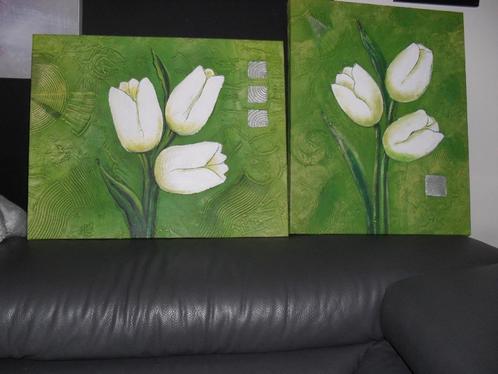 2 peintures sur toile, Huis en Inrichting, Woonaccessoires | Schilderijen, Tekeningen en Foto's, Zo goed als nieuw, Schilderij