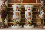 Prachtig paar Antieke Handgeschilderde Vazen in Opaline-glas, Ophalen of Verzenden