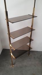 Brass glass freestanding wall unit regency bar Maison Jansen, Gebruikt, Ophalen