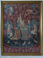 Volkskunst enorm gobelin 74x96 cm kader beschadigd, Antiek en Kunst, Ophalen of Verzenden