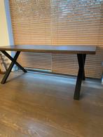 Houten eettafel / bureau met metalen onderstel / poten, Huis en Inrichting, Ophalen, 200 cm of meer, 50 tot 100 cm, Zo goed als nieuw