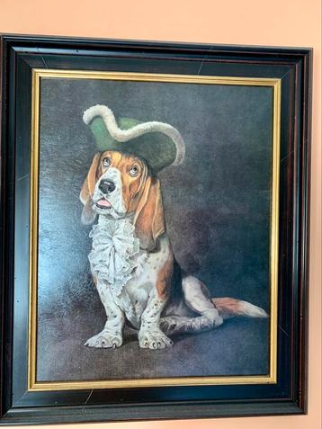 Schilderij Bassett Hound met admiraalshoed beschikbaar voor biedingen