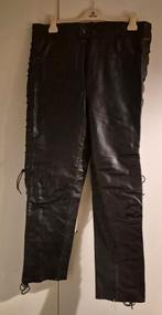 zwarte leren motorbroek met vetersluiting aan de zijkanten, Ophalen, Tweedehands, Heren, Broek | leer