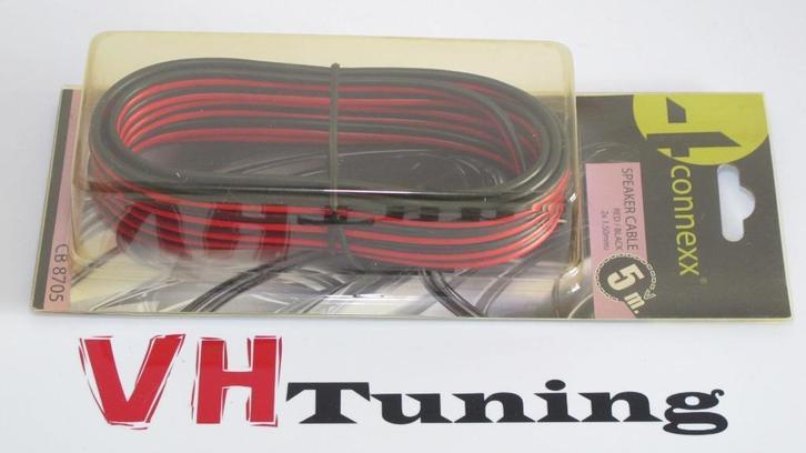 Connexx CB 8705 speaker cable 2x 1.5MM2 zwart/rood 5 Meter, Auto diversen, Autospeakers, Nieuw, Ophalen