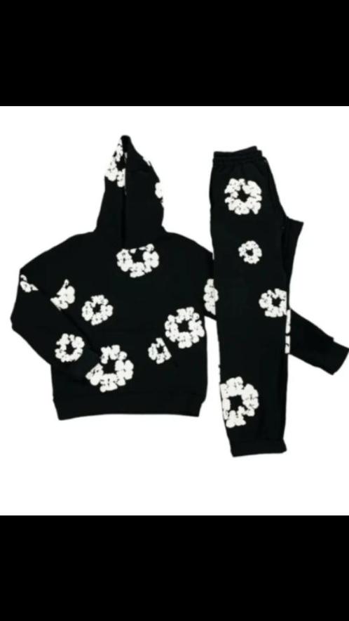 ModaDenim - Unisex Viral Floral Trainingspak met iconische p, Kleding | Heren, Sportkleding, Nieuw, Algemeen, Overige maten, Zwart