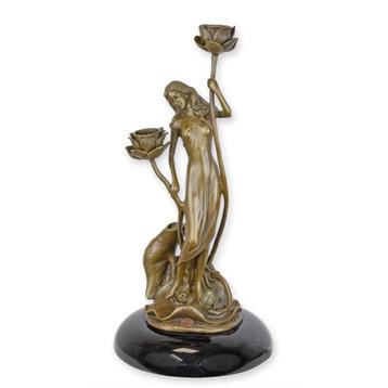 Bronzen Art Nouveau Kaarsenhouder GRATIS LEVERING beschikbaar voor biedingen