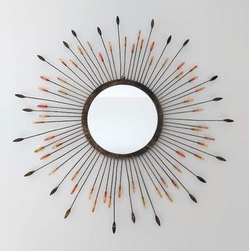 Prachtige grote vintage zonnespiegel, Line Vautrinstijl beschikbaar voor biedingen