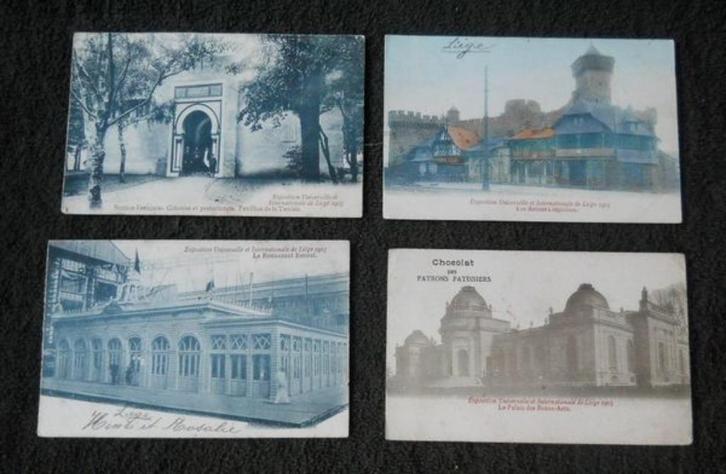 4 cartes postales de l' Exposition Universelle Liège 1905, Verzamelen, Postkaarten | België, Luik, Ophalen of Verzenden