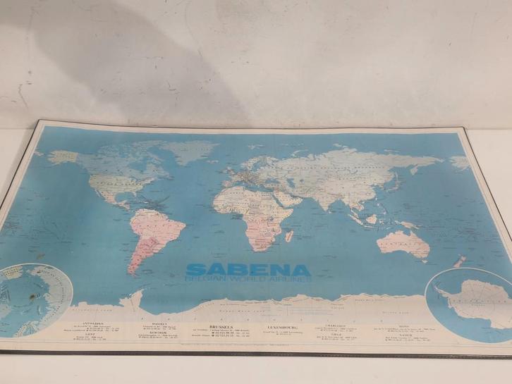 Bureaumap Sabena , bureau onderlegger , kaart in kunststof, Verzamelen, Sabenasouvenirs, Gebruikt, Ophalen of Verzenden