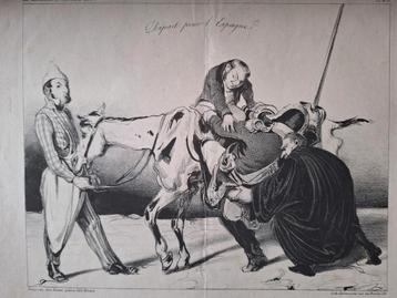 Litho Honore Daumier Depart pour l'Espagne uit La Caricature beschikbaar voor biedingen
