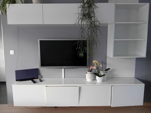 Tv meubel wit hoogglans 240 lengte, Huis en Inrichting, Kasten |Televisiemeubels, Zo goed als nieuw, Ophalen