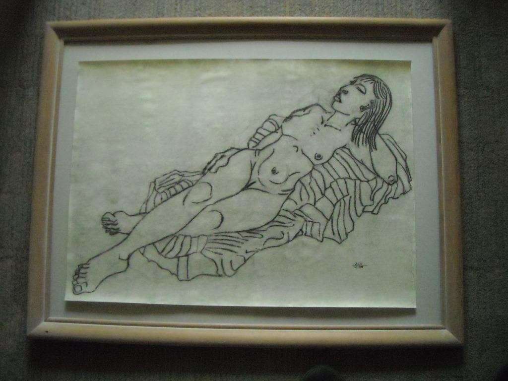 schilderij/tekening aquarel naaktmodel, Ophalen