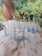 Bormioli/italy/vintage glazen op blauwe voet/set van 11  25€, Ophalen of Verzenden, Zo goed als nieuw