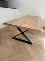 Eiken tafel met stalen onderstel, Ophalen, 100 tot 150 cm, Eikenhout, 200 cm of meer
