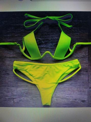 bikini NIEUW sexy neon geel maat S +gratis bikini rood pu S beschikbaar voor biedingen