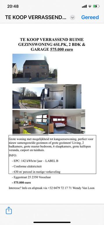 Heel ruim huis te koop met vele mogelijkheden beschikbaar voor biedingen