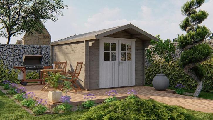 Blokhut - Tuinhuis Pamplona | 34 mm | vuren onbehandeld, Hobby en Vrije tijd, Overige Hobby en Vrije tijd, Nieuw, Verzenden