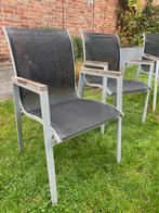 Set van 5 tuinstoelen, houten armleuningen, Tuin en Terras, Tuinstoelen, Ophalen, Gebruikt, Metaal, Stapelbaar