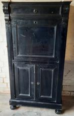 Antiek zwart gelakt zeldzaam kast/secretaire ca 1870, Ophalen
