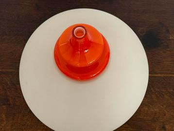 Witte en oranje opaline lampenkap — Vintage 60/70s beschikbaar voor biedingen