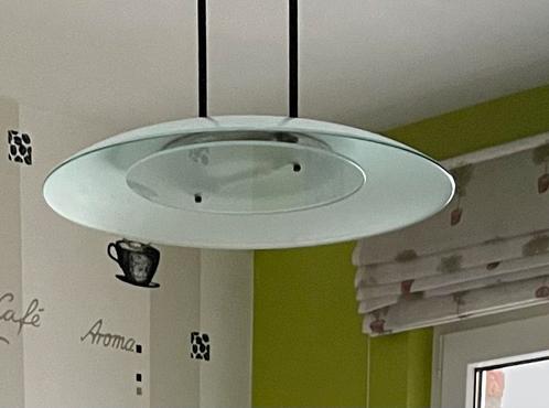 Kroonluchter van gezandstraald glas, Huis en Inrichting, Lampen | Plafondlampen, Gebruikt, Glas, Ophalen
