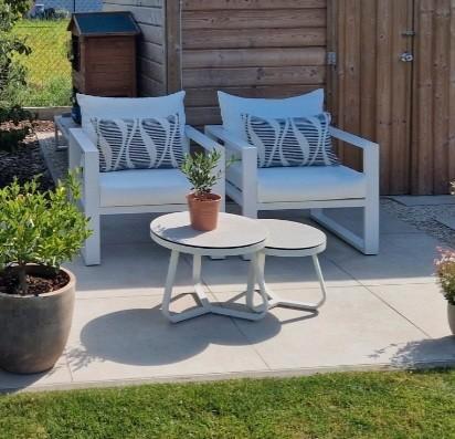 Loungeset met 2 salontafels, Jardin & Terrasse, Ensembles de jardin, Utilisé, Sets de jardin, Aluminium, 2 places, Enlèvement