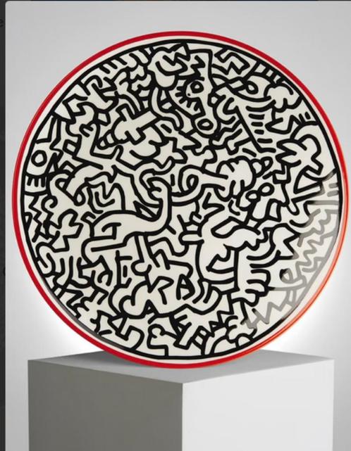 Keith Haring Handgeschilderd Verzamelbord Porselein Limited, Antiek en Kunst, Kunst | Overige Kunst, Ophalen of Verzenden