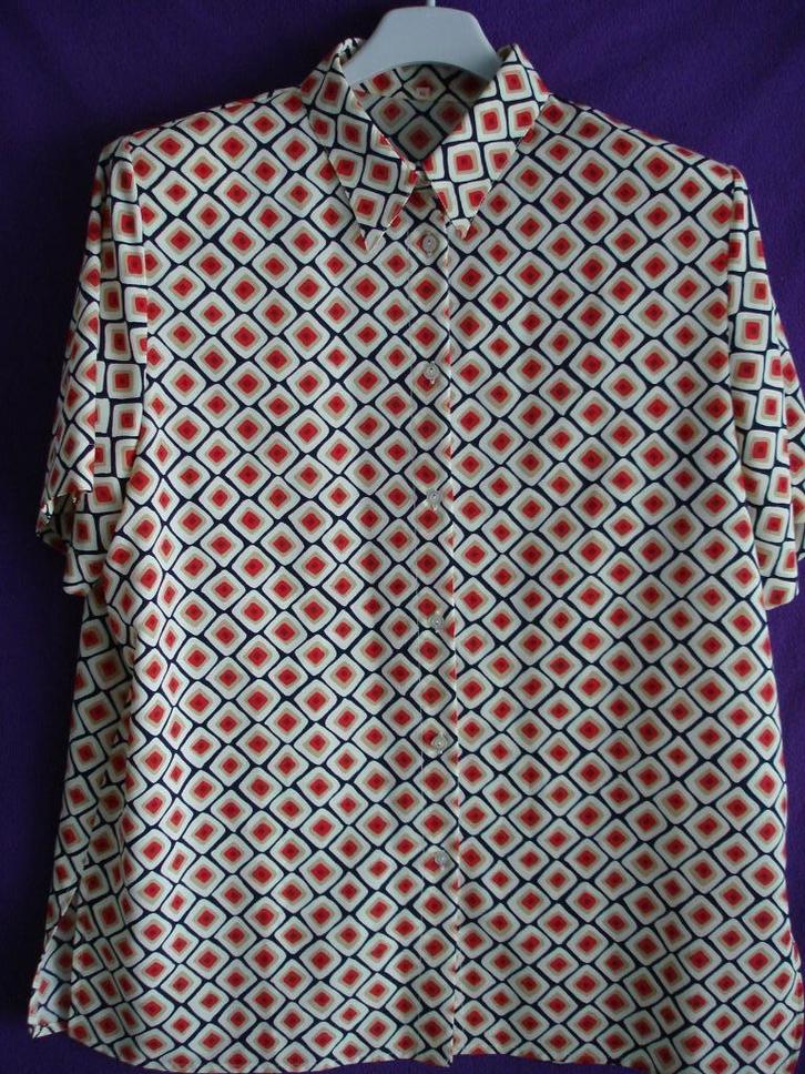 Unieke zomerblouse met korte mouwen., Kleding | Dames, Blouses en Tunieken, Gedragen, Maat 46/48 (XL) of groter, Beige, Ophalen of Verzenden