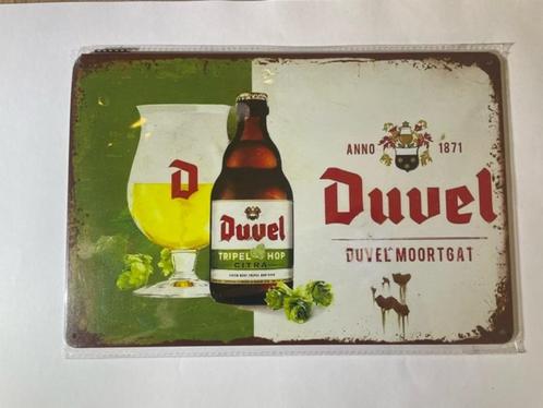 Duvel blikken decoratie plaat, Collections, Marques & Objets publicitaires, Comme neuf, Panneau publicitaire, Enlèvement ou Envoi