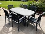 2 tables de qualité HARTMAN avec 6 chaises assorties, Jardin & Terrasse, Synthétique, Rectangulaire, Enlèvement, Utilisé
