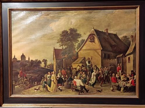 Schilderij kopie "Vlaamse Kermis" van David II Teniers, Antiquités & Art, Art | Peinture | Classique, Enlèvement
