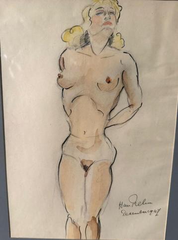Han Rehm  Vrouwelijk Naakt  Aquarel  Gesigneerd en Gedateerd beschikbaar voor biedingen