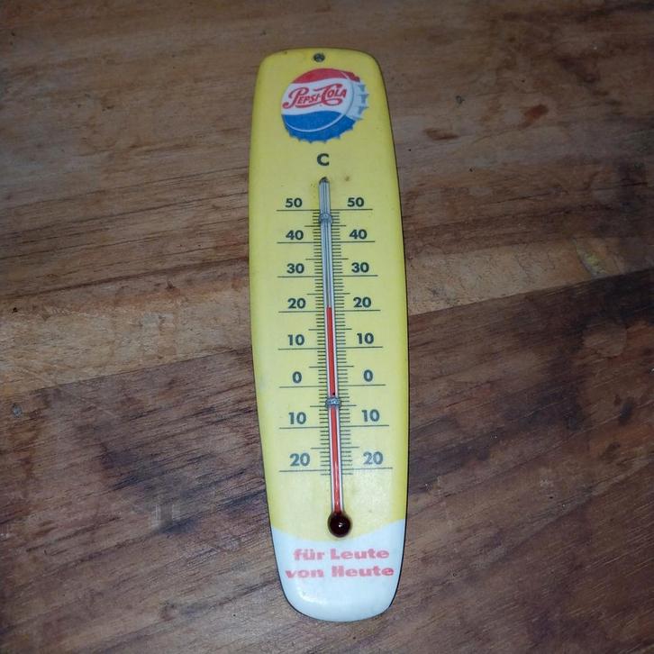 Vintage Pepsi-Cola reclame thermometer – jaren 50, Collections, Marques & Objets publicitaires, Utilisé, Panneau publicitaire