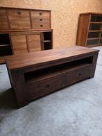 Mooi massief teakhouten (donker) tv meubel 135cm, Huis en Inrichting, Ophalen, Gebruikt