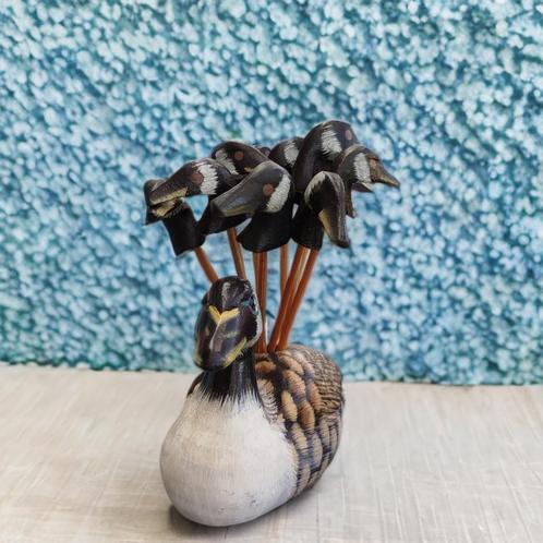 Canard en bois peint avec 10 piques apéro – têtes de canard, Huis en Inrichting, Woonaccessoires | Overige, Zo goed als nieuw