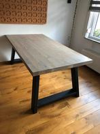 Eiken houten tafel met industriële poot, Maison & Meubles, Comme neuf, Industrieel, Chêne, Rectangulaire