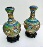Paire de vases chinois Champlevé Cloisonné ZI JIN CHENG 1950, Enlèvement ou Envoi