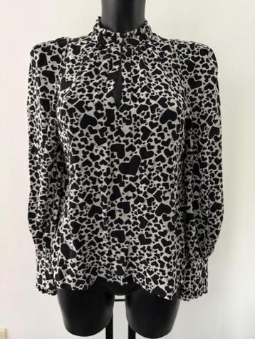 Ongedragen zijden blouse Zadig & Voltaire met hartjes beschikbaar voor biedingen