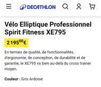 Vélo elliptique professionnel SPIRIT, Ophalen of Verzenden, Zo goed als nieuw, Benen, Crosstrainer