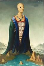 huile sur panneau La statue signe carl prevot, Antiquités & Art, Enlèvement ou Envoi