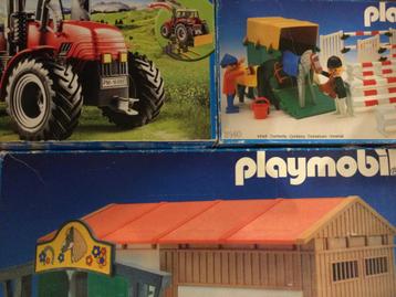 Lot de Playmobil: ferme équestre + jeep-remorque + tracteur  disponible aux enchères